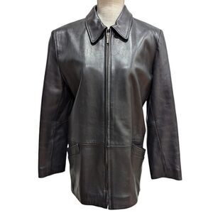 VTG Y2K Golden Bear San Francisco Women's M Leather Hip Length Zipper Jacket